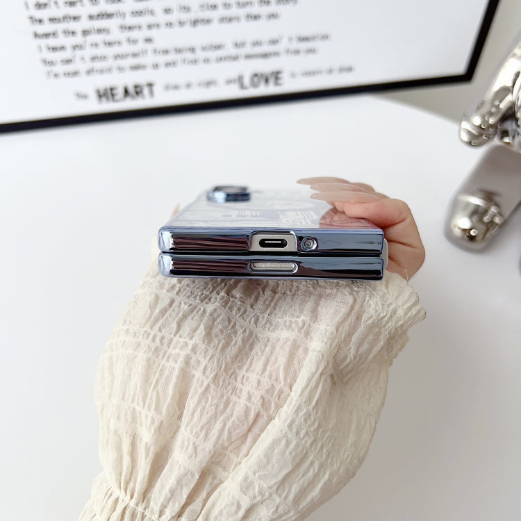 For Samsung Galaxy Z Fold4 Folding Plating Transparent Shockproof MagSafe Phone Case