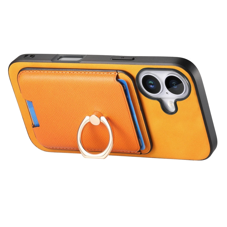 For iPhone 16 Plus Retro Cross Leather Card Bag MagSafe Phone Case