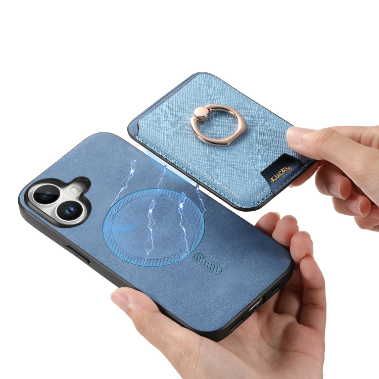 For iPhone 16 Plus Retro Cross Leather Card Bag MagSafe Phone Case