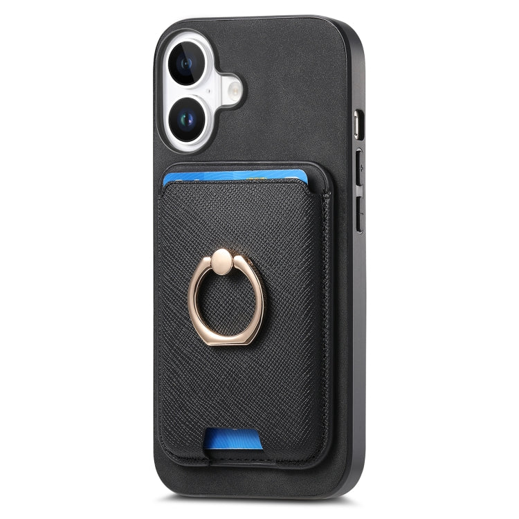 For iPhone 16 Plus Retro Cross Leather Card Bag MagSafe Phone Case