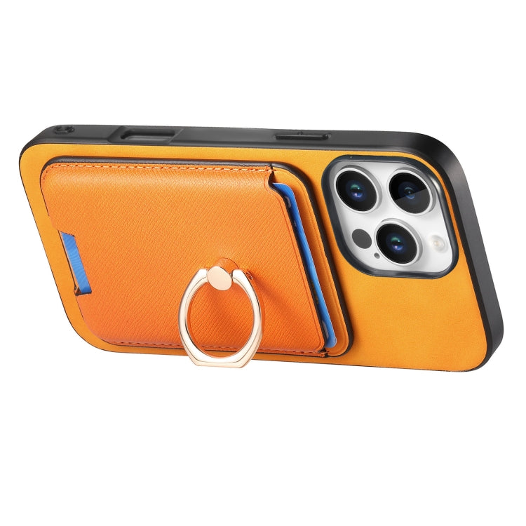 For iPhone 16 Pro Retro Cross Leather Card Bag MagSafe Phone Case