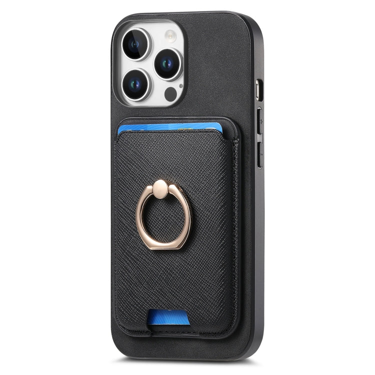 For iPhone 16 Pro Retro Cross Leather Card Bag MagSafe Phone Case