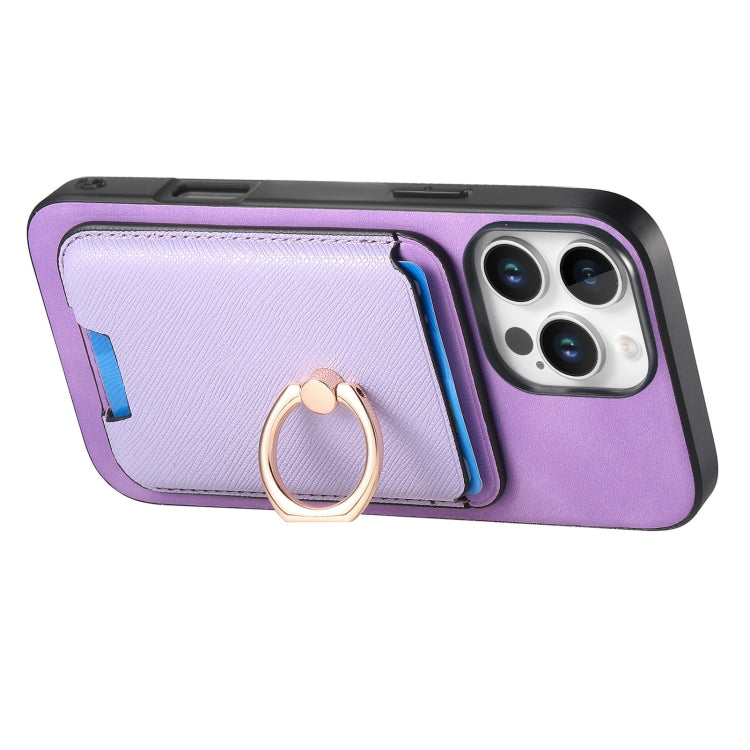 For iPhone 16 Pro Max Retro Cross Leather Card Bag MagSafe Phone Case