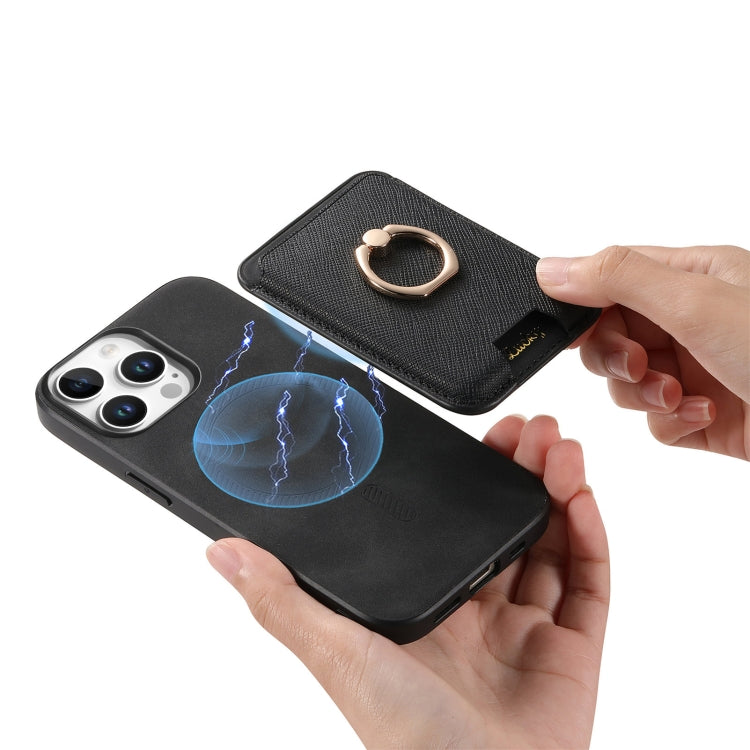 For iPhone 16 Pro Max Retro Cross Leather Card Bag MagSafe Phone Case