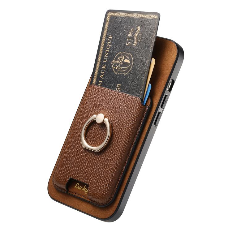 For iPhone 15 Retro Cross Leather Card Bag MagSafe Phone Case
