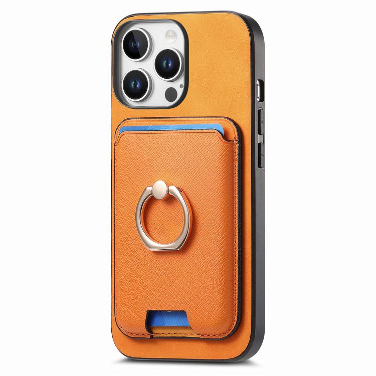 For iPhone 15 Pro Max Retro Cross Leather Card Bag MagSafe Phone Case