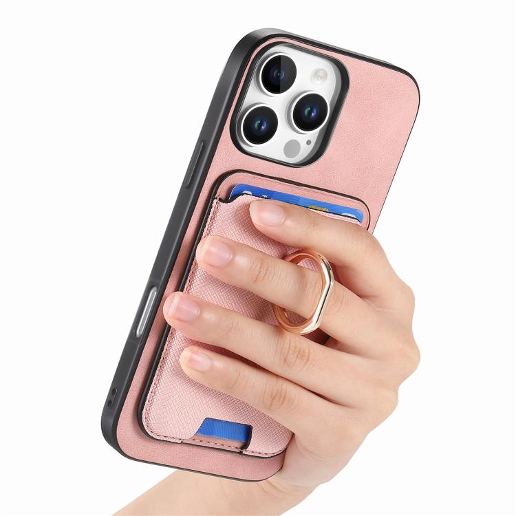 For iPhone 14 Pro Retro Cross Leather Card Bag MagSafe Phone Case
