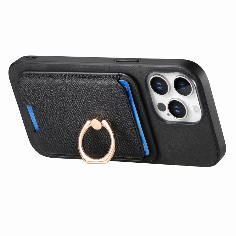For iPhone 14 Pro Retro Cross Leather Card Bag MagSafe Phone Case