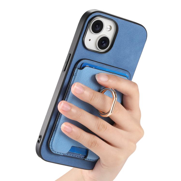 For iPhone 13 Retro Cross Leather Card Bag MagSafe Phone Case