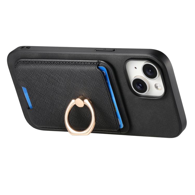 For iPhone 13 Retro Cross Leather Card Bag MagSafe Phone Case