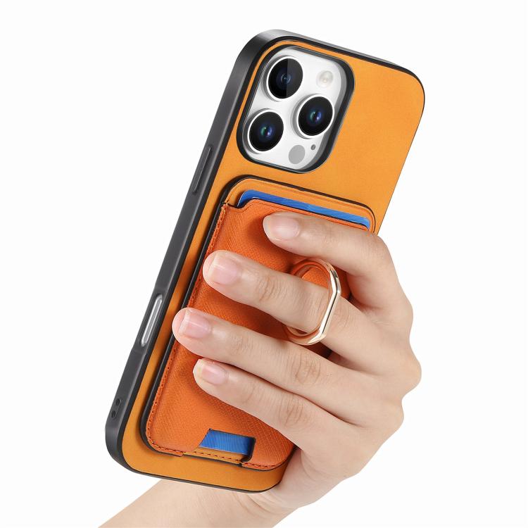 For iPhone 13 Pro Retro Cross Leather Card Bag MagSafe Phone Case