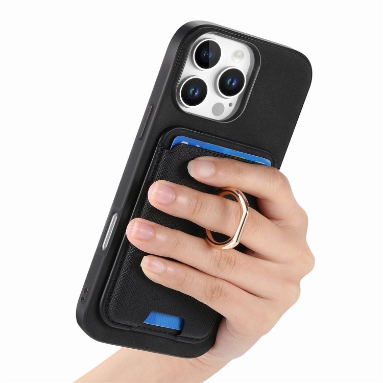 For iPhone 13 Pro Max Retro Cross Leather Card Bag MagSafe Phone Case