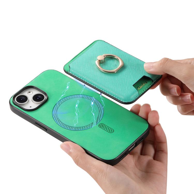For iPhone 12 Retro Cross Leather Card Bag MagSafe Phone Case