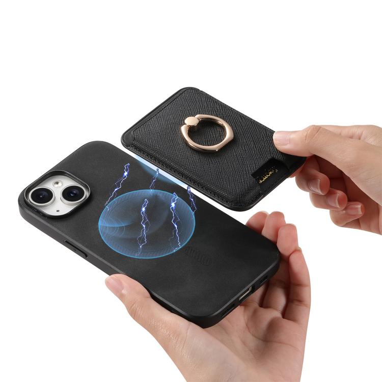 For iPhone 12 Retro Cross Leather Card Bag MagSafe Phone Case