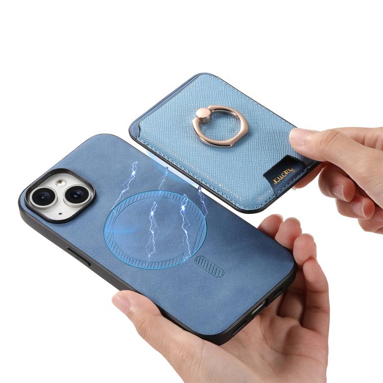 For iPhone 11 Retro Cross Leather Card Bag MagSafe Phone Case