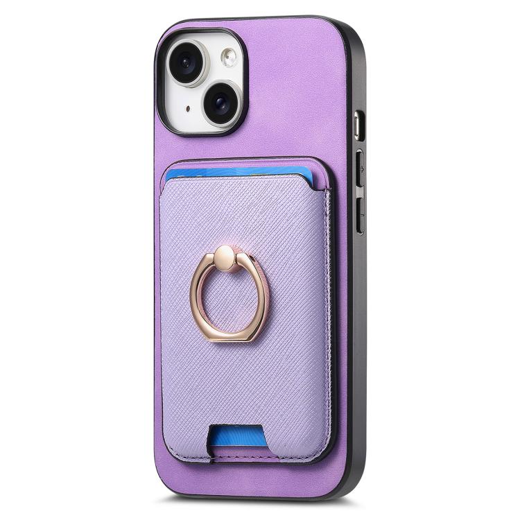 For iPhone 11 Retro Cross Leather Card Bag MagSafe Phone Case