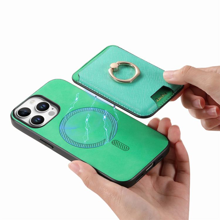 For iPhone 11 Pro Retro Cross Leather Card Bag MagSafe Phone Case