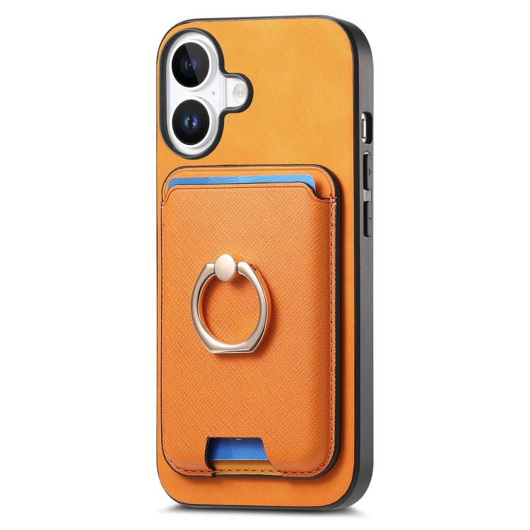 For iPhone 17 Retro Cross Leather Card Bag MagSafe Phone Case