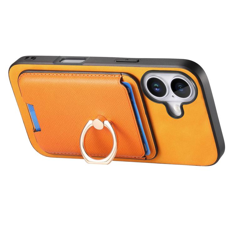 For iPhone 17 Retro Cross Leather Card Bag MagSafe Phone Case