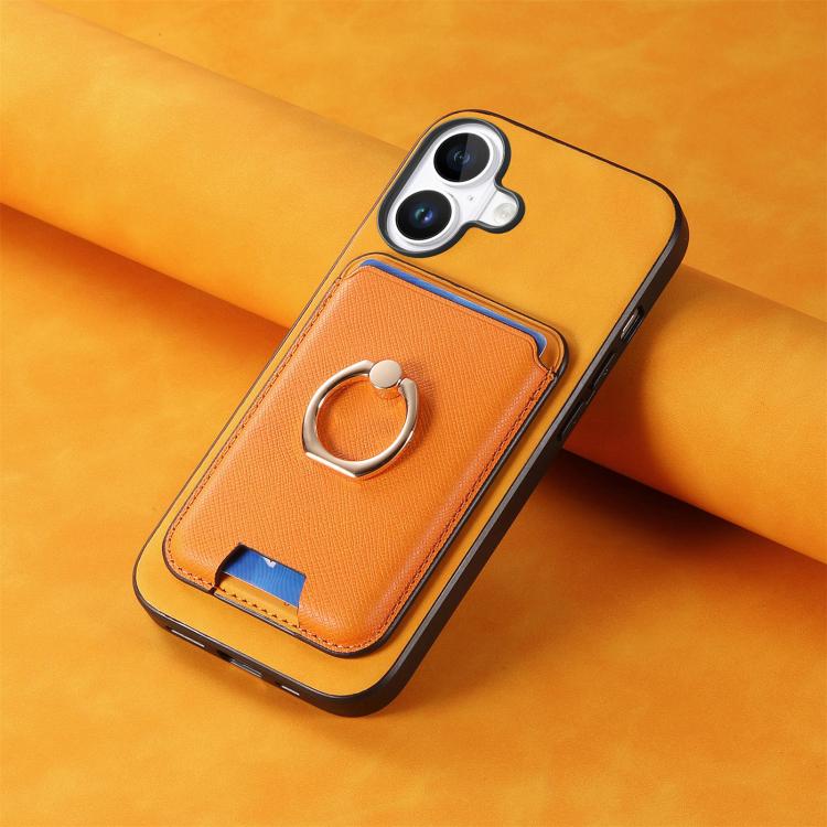 For iPhone 17 Retro Cross Leather Card Bag MagSafe Phone Case
