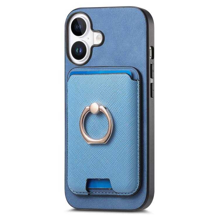 For iPhone 17 Retro Cross Leather Card Bag MagSafe Phone Case