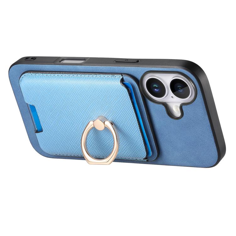 For iPhone 17 Retro Cross Leather Card Bag MagSafe Phone Case