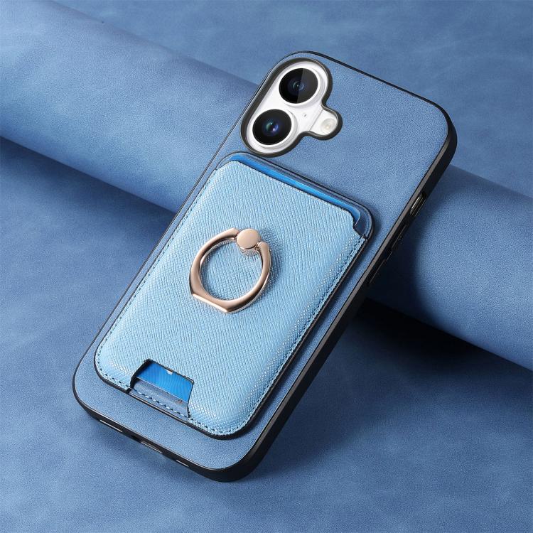 For iPhone 17 Retro Cross Leather Card Bag MagSafe Phone Case