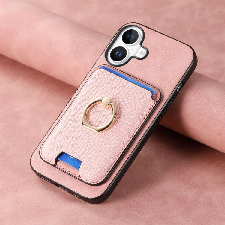 For iPhone 17 Retro Cross Leather Card Bag MagSafe Phone Case