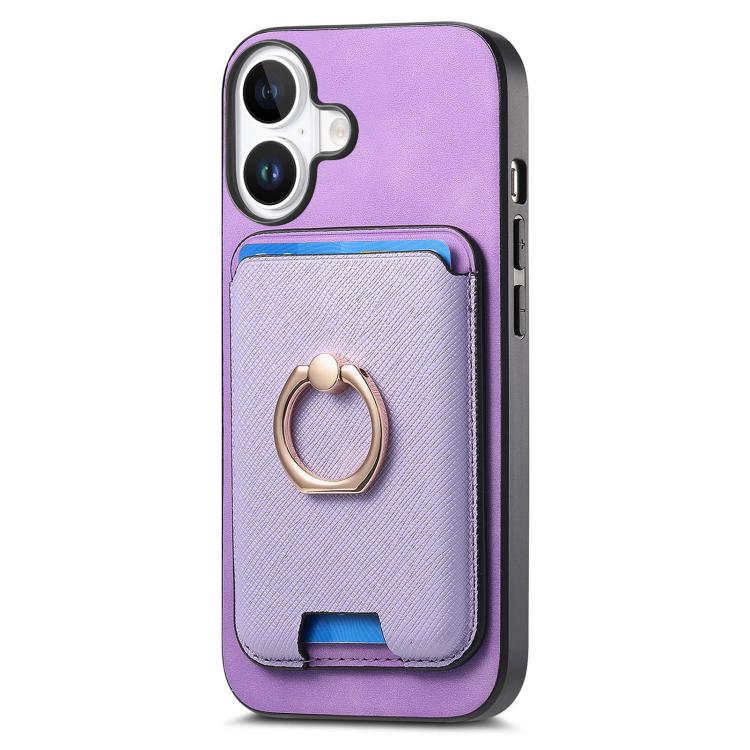 For iPhone 17 Retro Cross Leather Card Bag MagSafe Phone Case