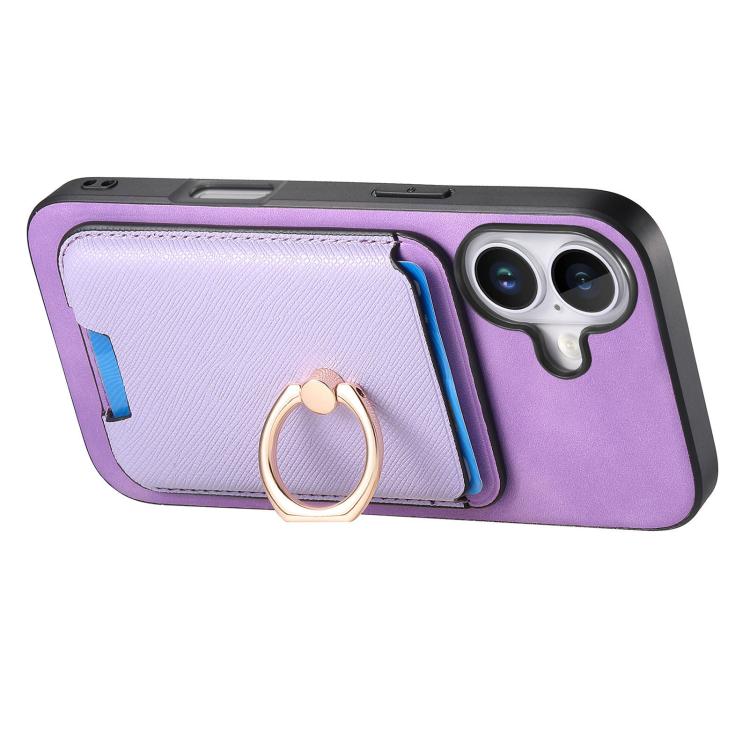For iPhone 17 Retro Cross Leather Card Bag MagSafe Phone Case