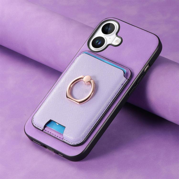 For iPhone 17 Retro Cross Leather Card Bag MagSafe Phone Case