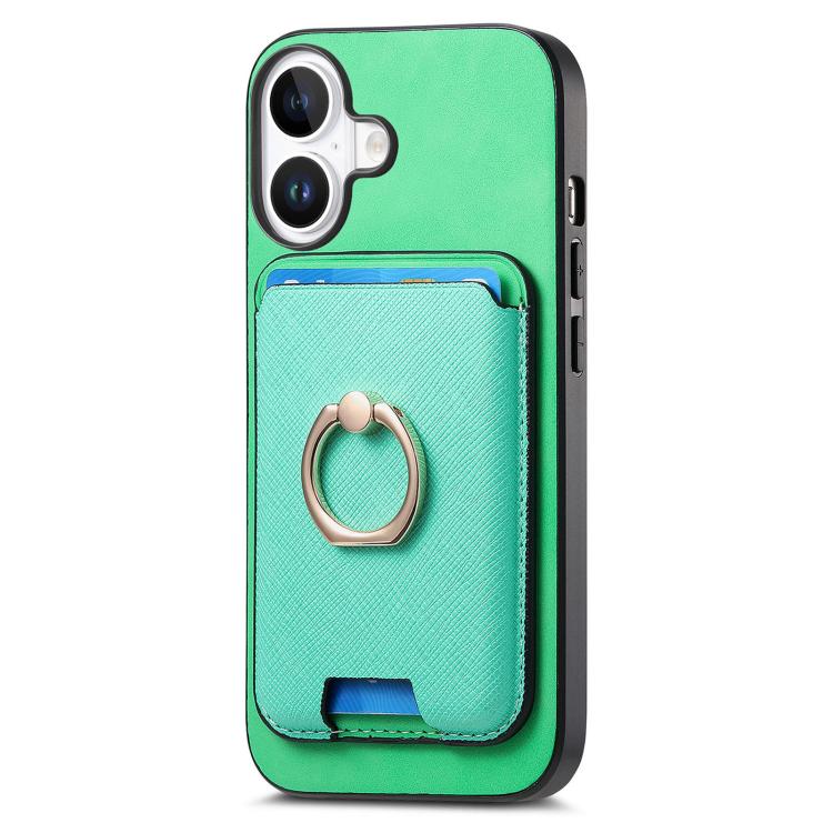 For iPhone 17 Retro Cross Leather Card Bag MagSafe Phone Case