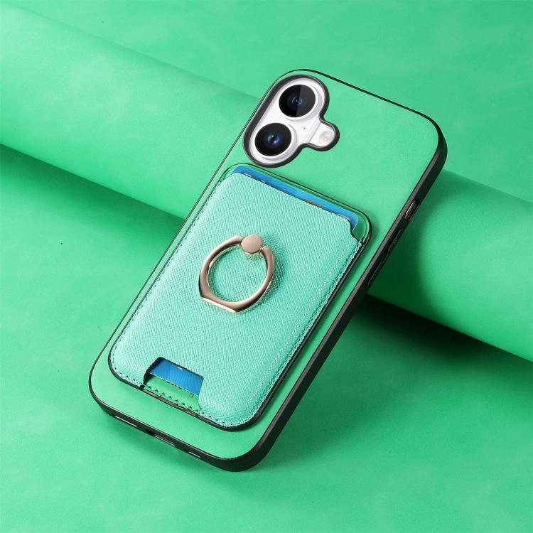 For iPhone 17 Retro Cross Leather Card Bag MagSafe Phone Case
