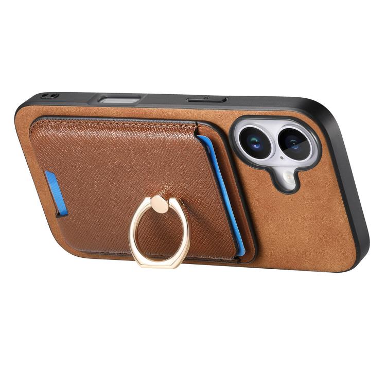 For iPhone 17 Retro Cross Leather Card Bag MagSafe Phone Case