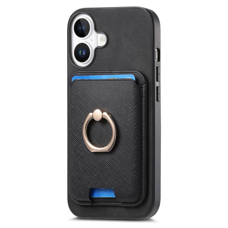 For iPhone 17 Retro Cross Leather Card Bag MagSafe Phone Case