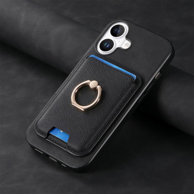 For iPhone 17 Retro Cross Leather Card Bag MagSafe Phone Case