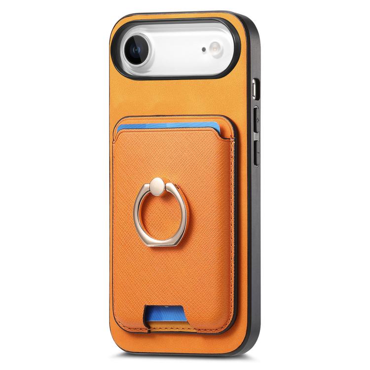 For iPhone Air Retro Cross Leather Card Bag MagSafe Phone Case