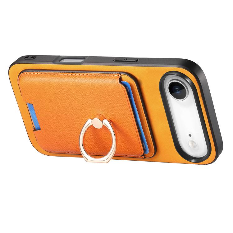 For iPhone Air Retro Cross Leather Card Bag MagSafe Phone Case