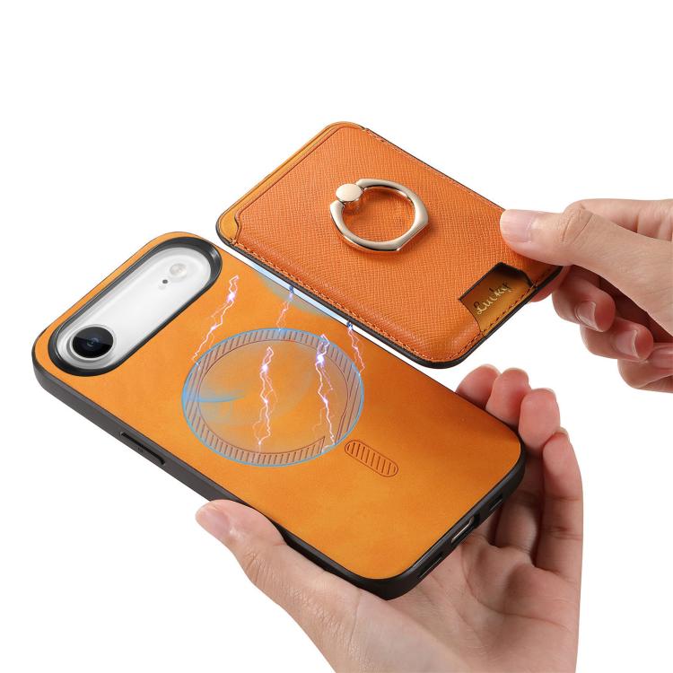 For iPhone Air Retro Cross Leather Card Bag MagSafe Phone Case