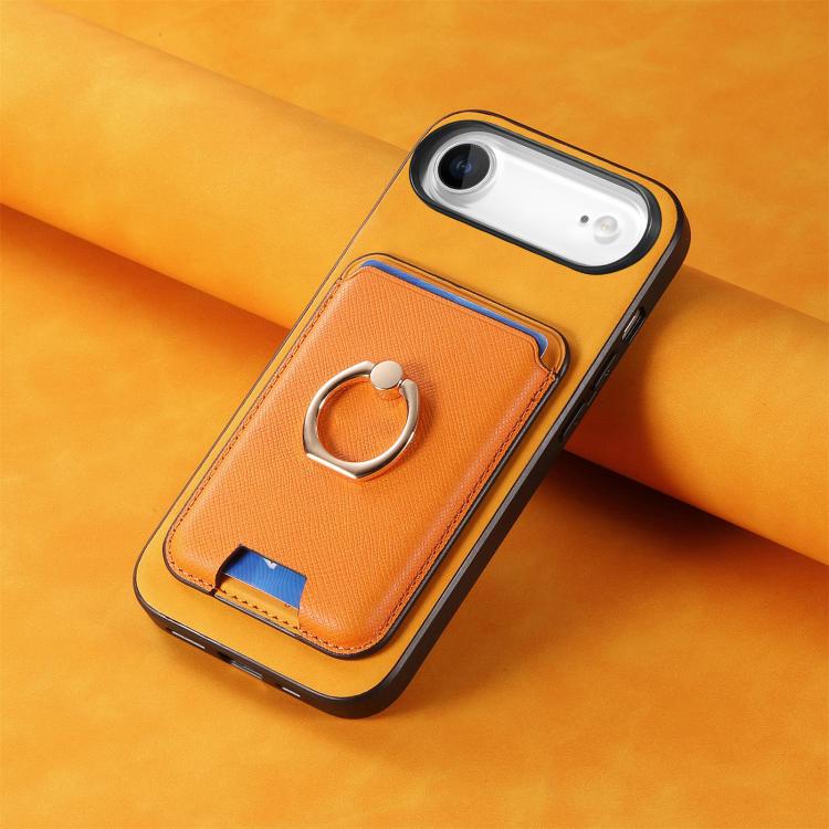 For iPhone Air Retro Cross Leather Card Bag MagSafe Phone Case