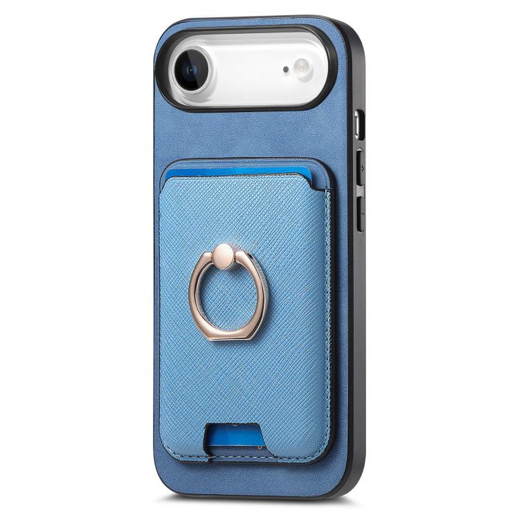 For iPhone Air Retro Cross Leather Card Bag MagSafe Phone Case