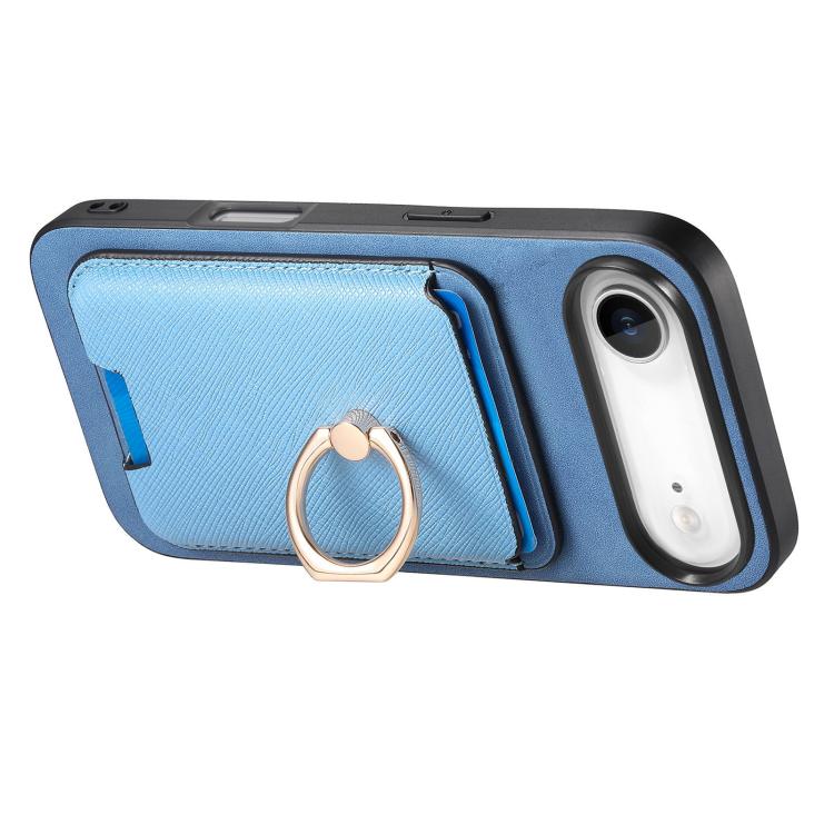 For iPhone Air Retro Cross Leather Card Bag MagSafe Phone Case