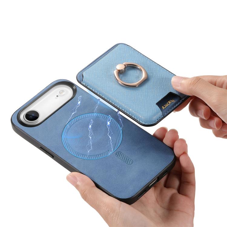 For iPhone Air Retro Cross Leather Card Bag MagSafe Phone Case