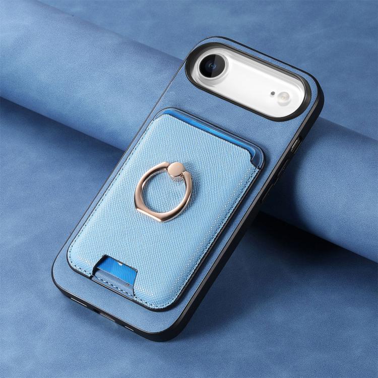 For iPhone Air Retro Cross Leather Card Bag MagSafe Phone Case