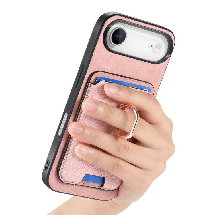 For iPhone Air Retro Cross Leather Card Bag MagSafe Phone Case