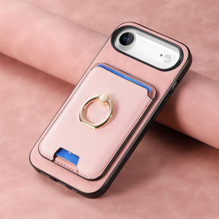 For iPhone Air Retro Cross Leather Card Bag MagSafe Phone Case