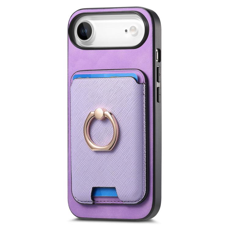 For iPhone Air Retro Cross Leather Card Bag MagSafe Phone Case