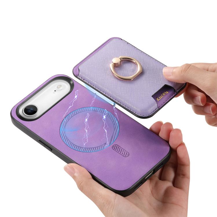 For iPhone Air Retro Cross Leather Card Bag MagSafe Phone Case