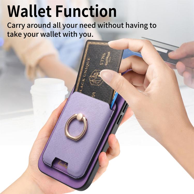 For iPhone Air Retro Cross Leather Card Bag MagSafe Phone Case