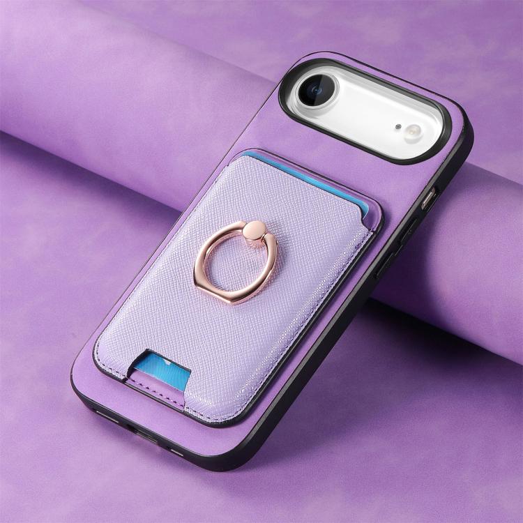 For iPhone Air Retro Cross Leather Card Bag MagSafe Phone Case